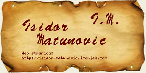 Isidor Matunović vizit kartica
